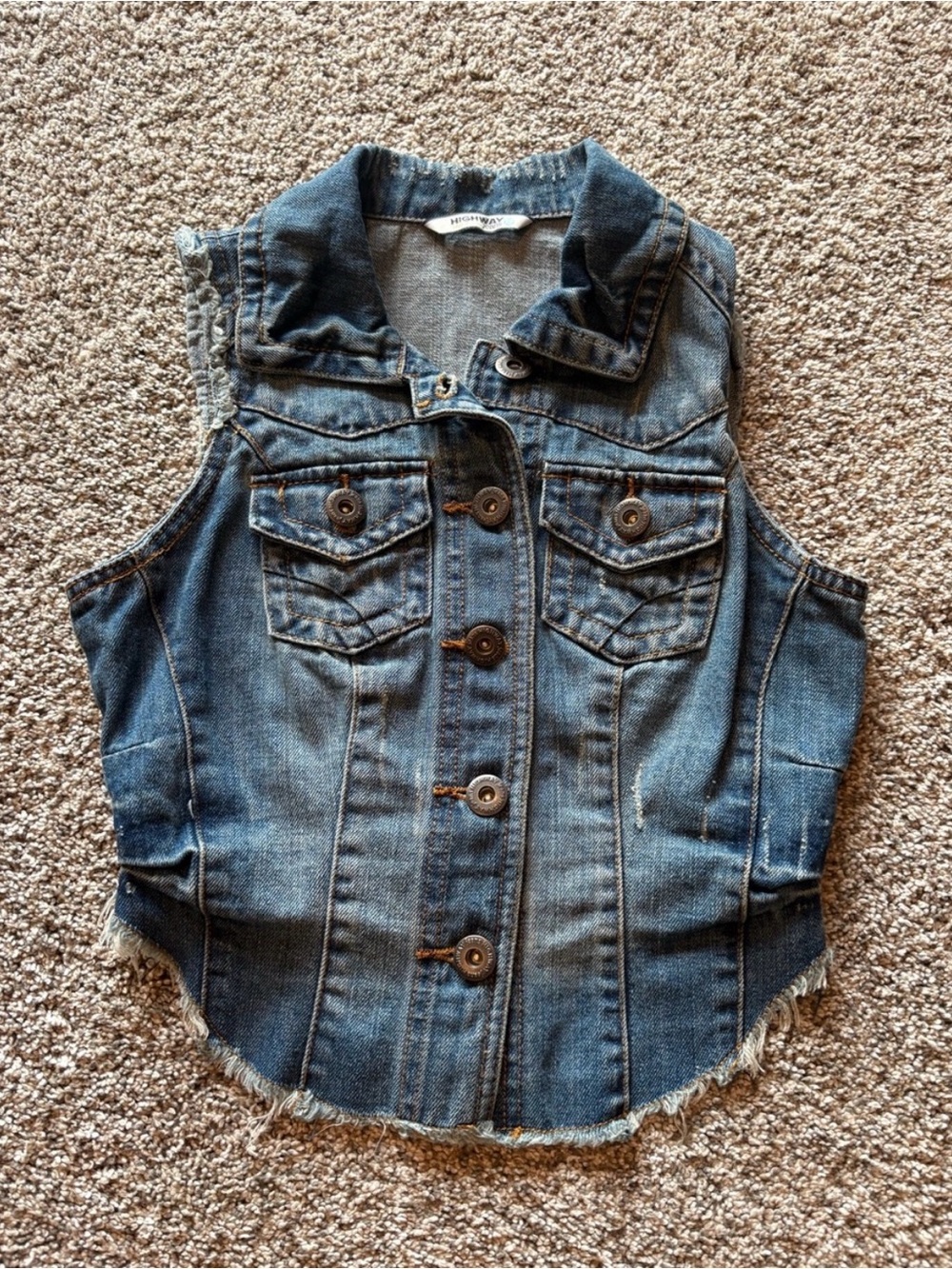 Highway Jeans Blue Denim Button-Front Womens' Vest